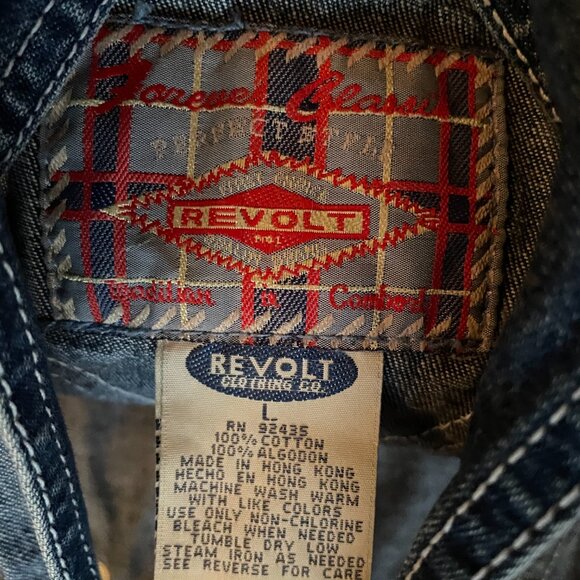 Vintage REVOLT Jean Overalls. 100% Durable Cotton, Floral Embroidered Dungarees - Picture 14 of 14